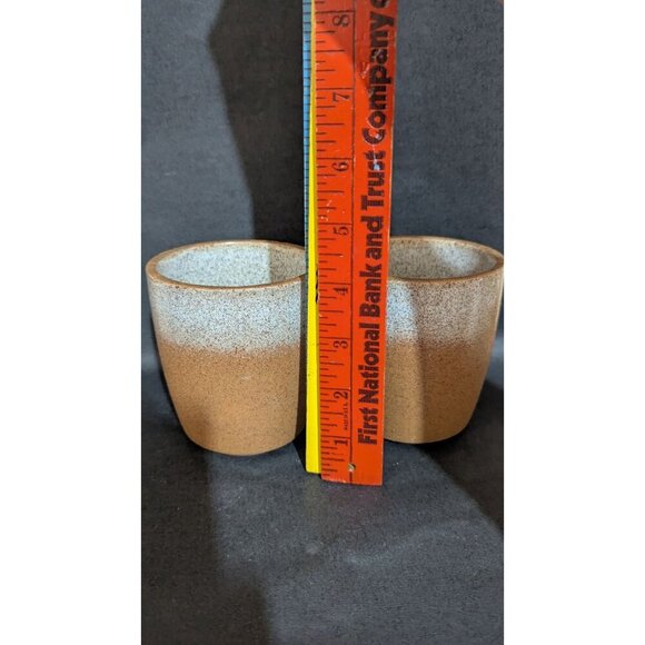 Stone + Lain Set Of 2 Ceramic Mugs 12 Oz Rustic Brown & White Gradient Finish - Picture 9 of 9